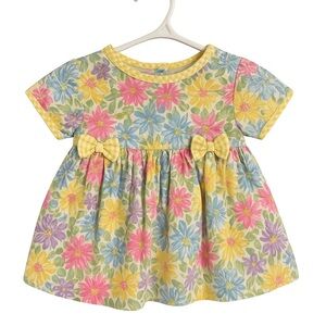 Vintage Y2K Youngland Floral Baby Girls Dress - Yellow, Pink, Blue-Bows 3-6M